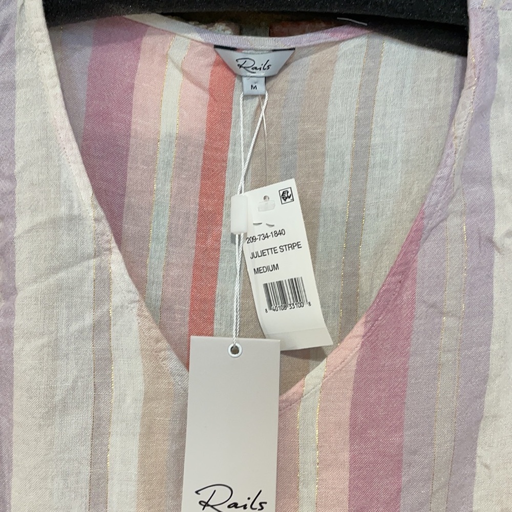 Rails Mira Jewel Stripe Lurex Linen Blend Top NWT - Picture 7 of 8